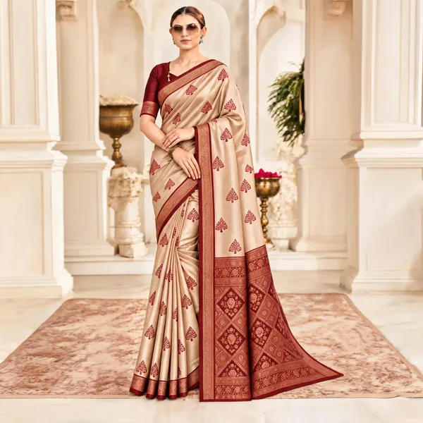 Beige_Maroon_Printed_Saree_For_Women