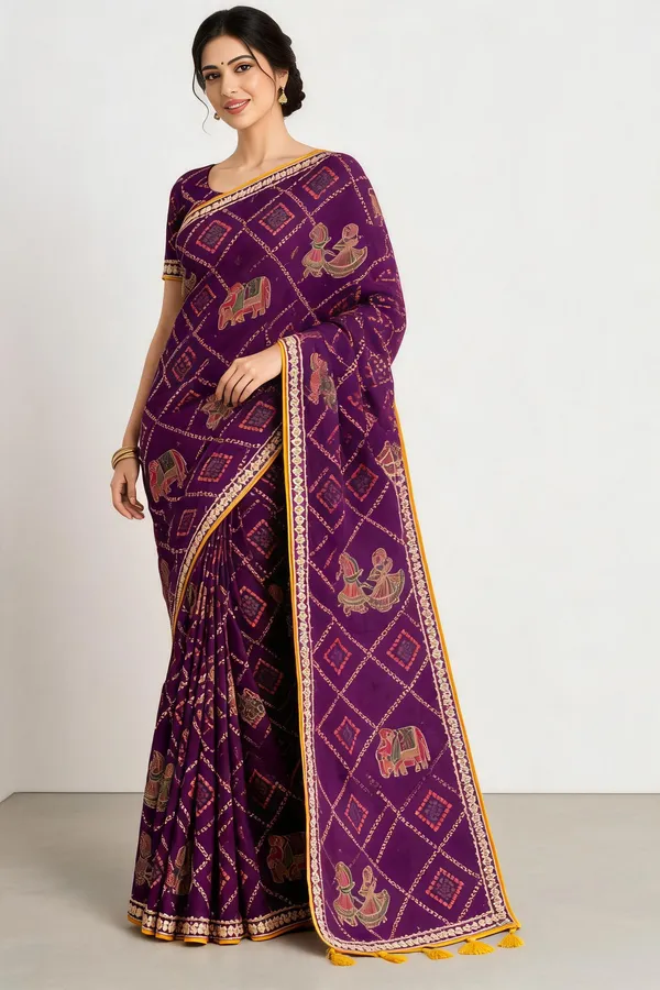 Purple_Printed_Saree_For_Women