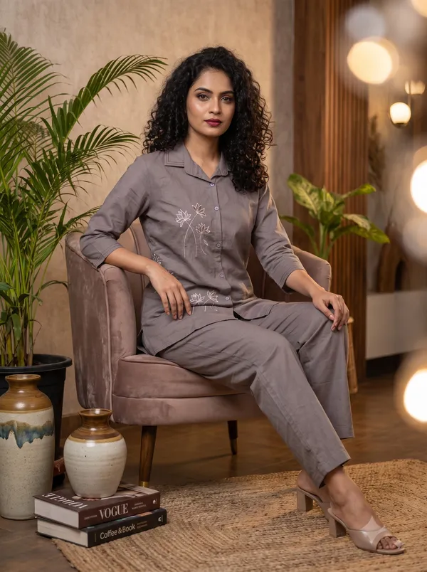 Light_Brown_Cotton_Floral_Embroidered_Co_Ord_Set_For_Women