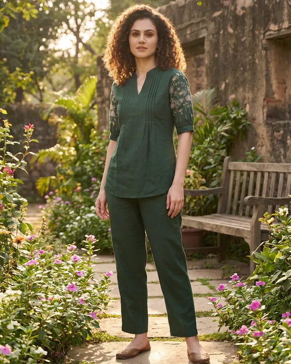 Emerald_Green_Linen_Cotton_Embroidered_Co_Ord_Set_For_Women