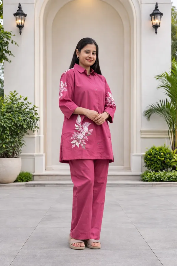 Pink_Cotton_Co_Ord_Set_For_Women