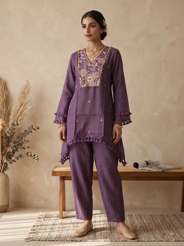 Purple_Cotton_Straight_Embroidered_Kurta_Pant_Set_For_Girls