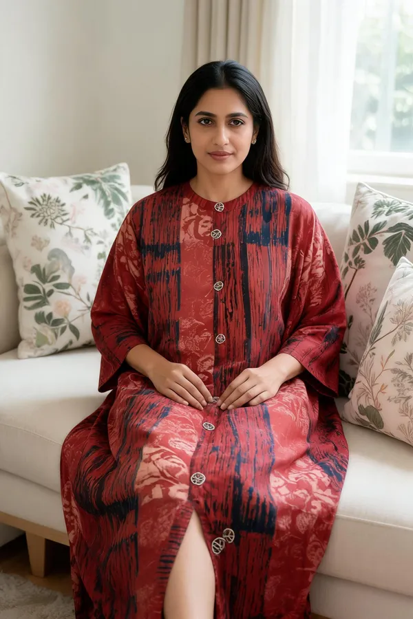 Red_Cotton_Printed_Relaxed_Fit_Kaftan_For_Women