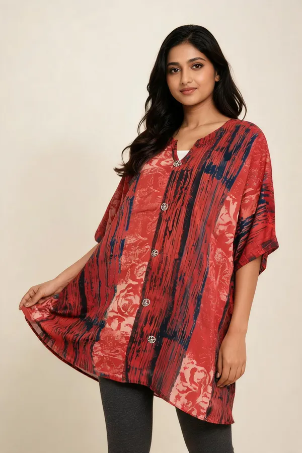 Red_Cotton_Printed_Relaxed_Fit_Kaftan_For_Women