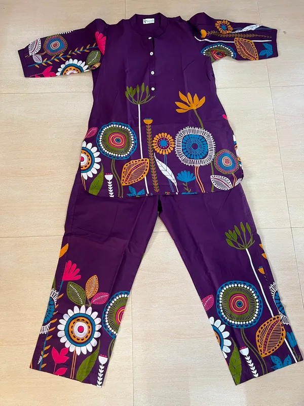 Purple_Cotton_Straight_Floral_Print_Kurta_Pant_Set_For_Women