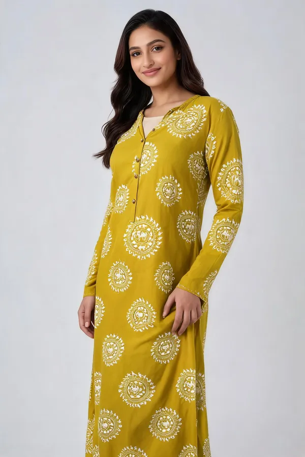 Mustard_Cotton_Straight_Paisley_Print_Kurta_For_Women