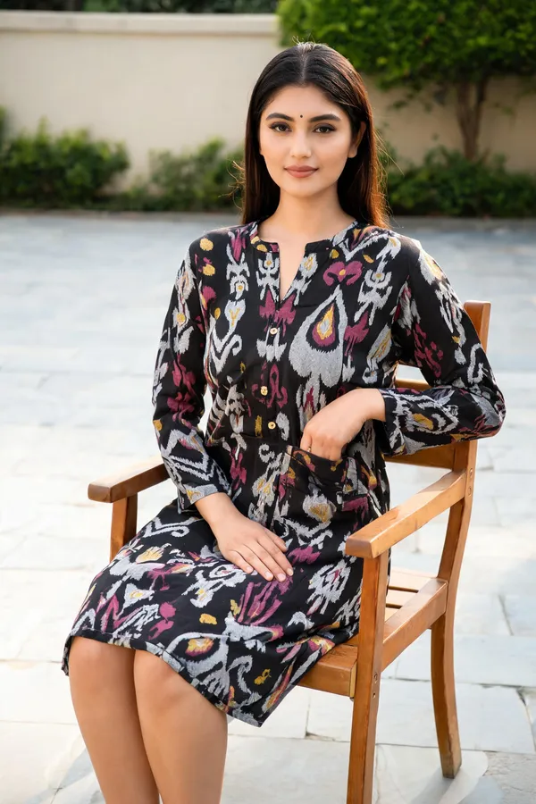 Black_Cotton_Regular_Fit_Printed_Kurta_For_Women