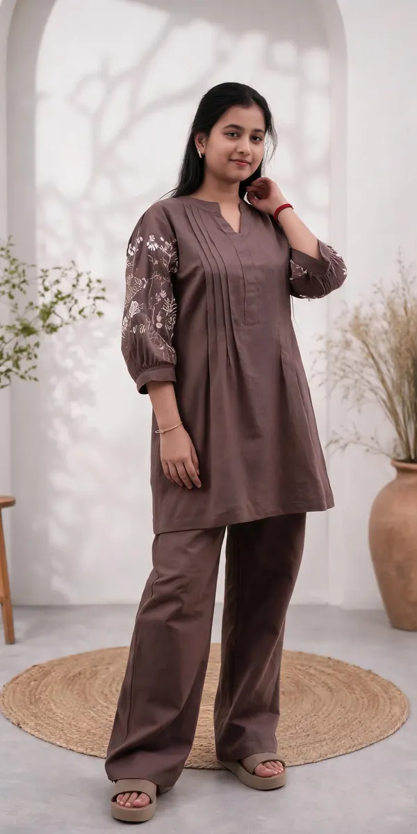 Brown_Cotton_Co_Ord_Set_For_Women