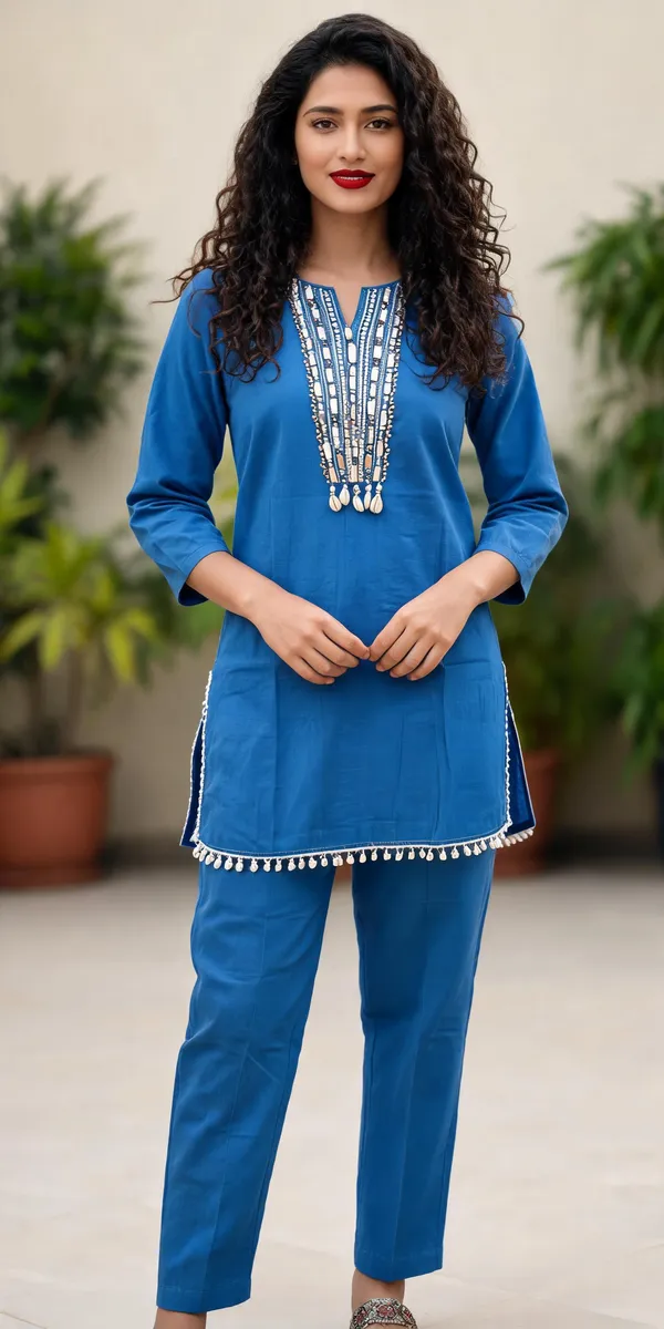 Royal_Blue_Cotton_Mirror_Work_Co_Ord_Set_For_Women