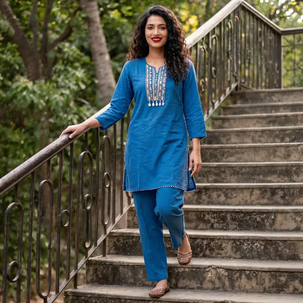 Royal_Blue_Cotton_Mirror_Work_Co_Ord_Set_For_Women
