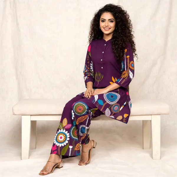 Purple_Cotton_Straight_Floral_Print_Kurta_Pant_Set_For_Women