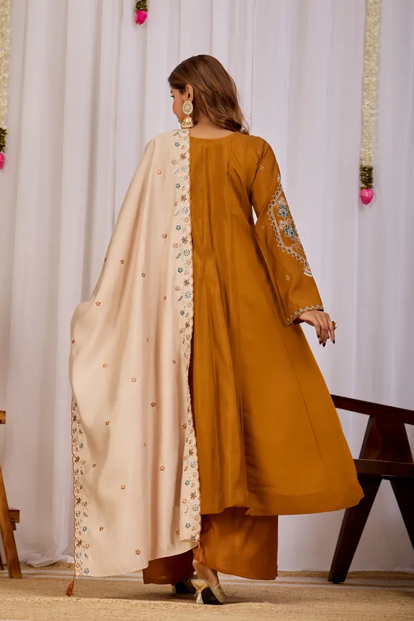 Mustard_Two_Tone_Roman_Silk_Straight_Kurta_Set_For_Women