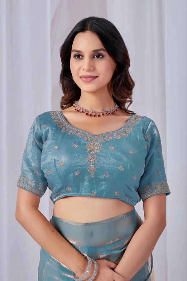 Blue_Fancy_Satin_Saree_With_Blouse_For_Women