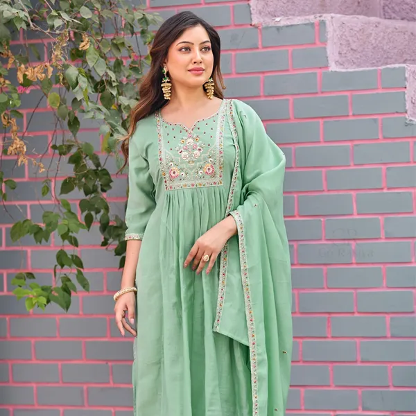 Green_Mal_Chanderi_Anarkali_Suit_Set_For_Women