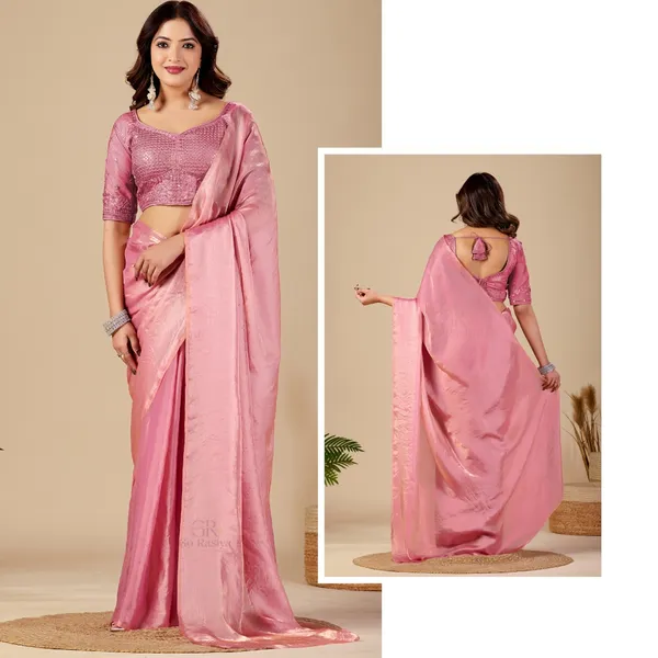 Pink_Fancy_Satin_Saree_With_Blouse_For_Women