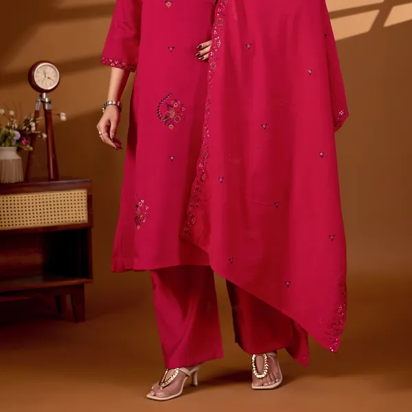 Magenta_Roman_Silk_Straight_Kurta_Set_With_Dupatta_For_Women
