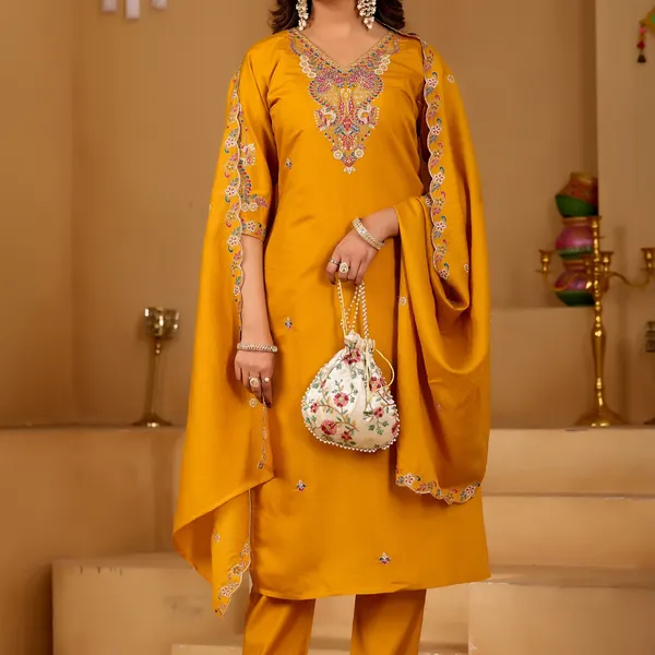 Mustard_Roman_Silk_Straight_Suit_Set_For_Women