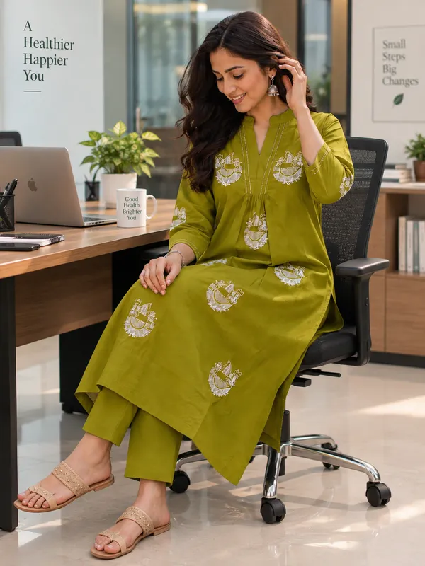 Green_Dabu_Cotton_Straight_Kurta_Set_For_Women