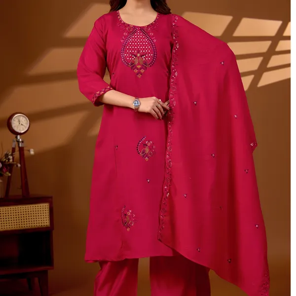 Magenta_Roman_Silk_Straight_Kurta_Set_With_Dupatta_For_Women