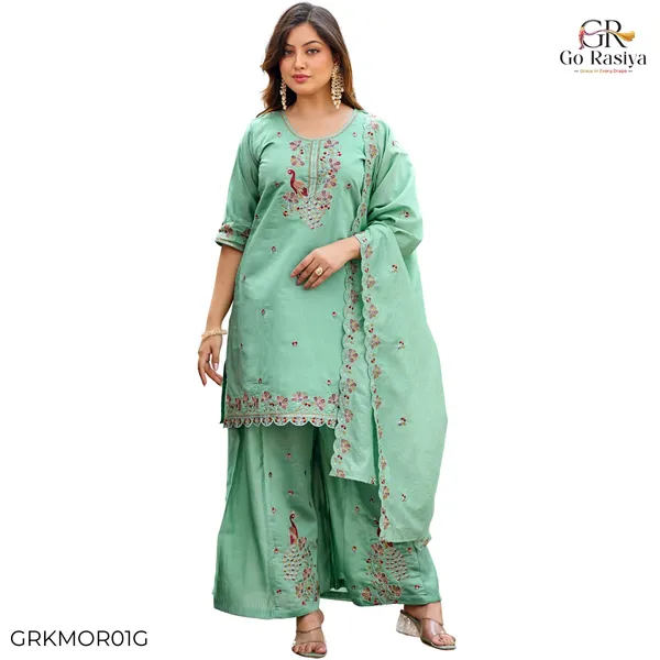 Green_Roman_Silk_Straight_Kurta_Set_For_Women