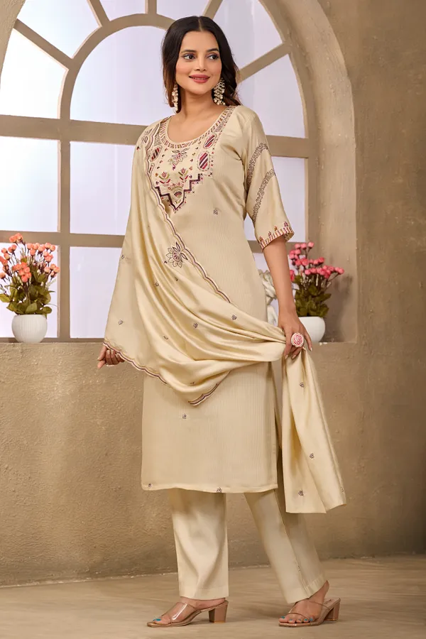 Beige_Roman_Fancy_Lining_Straight_Kurta_Set_For_Women