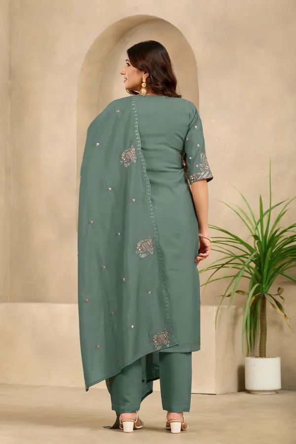 Green_Roman_Silk_Straight_Kurta_Set_For_Women
