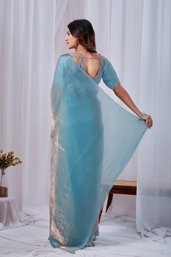 Blue_Fancy_Satin_Saree_With_Blouse_For_Women