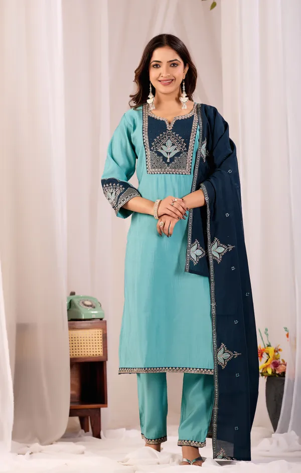 Aqua_Roman_Silk_Straight_Kurta_Set_For_Women