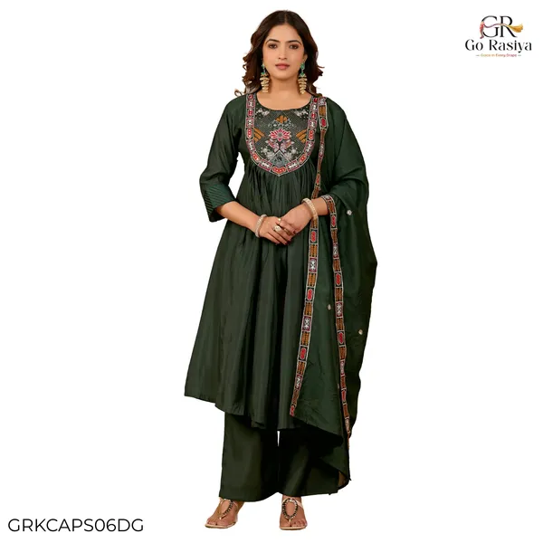 Dark_Green_Roman_Silk_Anarkali_Suit_Set_For_Women