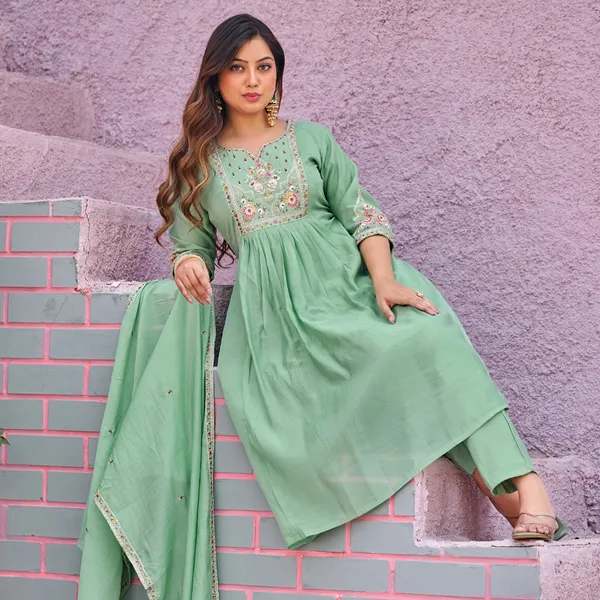 Green_Mal_Chanderi_Anarkali_Suit_Set_For_Women