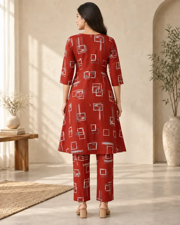 Maroon_Heavy_Rayon_Kurta_Pant_Set_For_Women