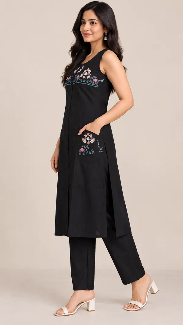 Black_Dabu_Cotton_Straight_Kurta_Set_For_Women