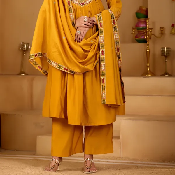 Mustard_Roman_Silk_Kurta_Set_For_Women