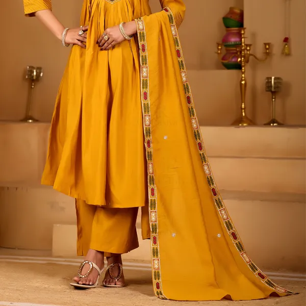 Mustard_Roman_Silk_Kurta_Set_For_Women