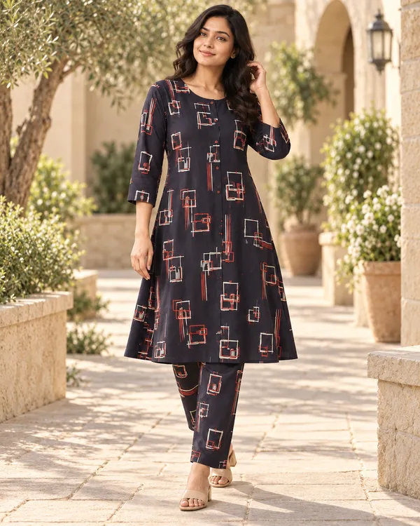 Black_Heavy_Rayon_A-Line_Kurta_Set_For_Women