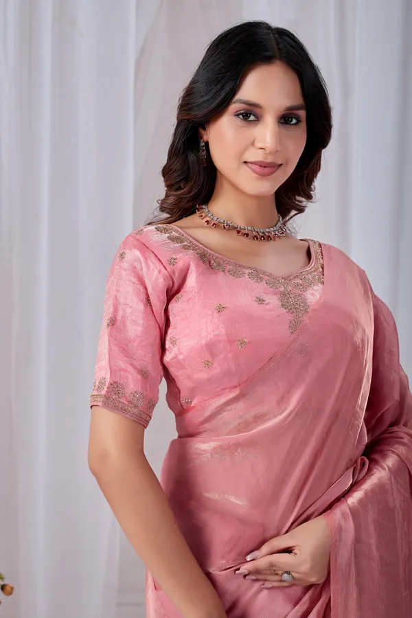 Pink_Fancy_Satin_Saree_With_Blouse_For_Women