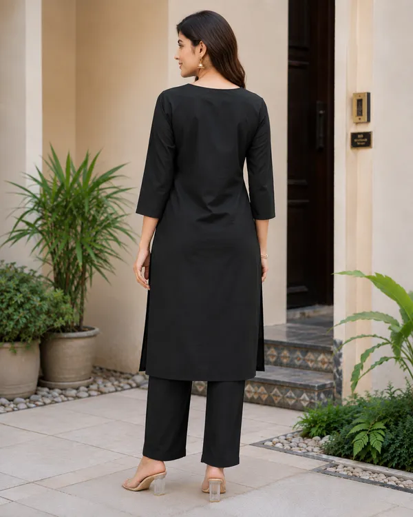 Black_Dabu_Cotton_Kurta_Pant_Set_For_Women