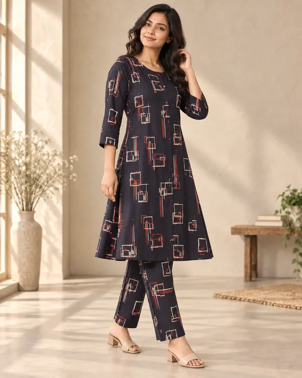 Black_Heavy_Rayon_A-Line_Kurta_Set_For_Women