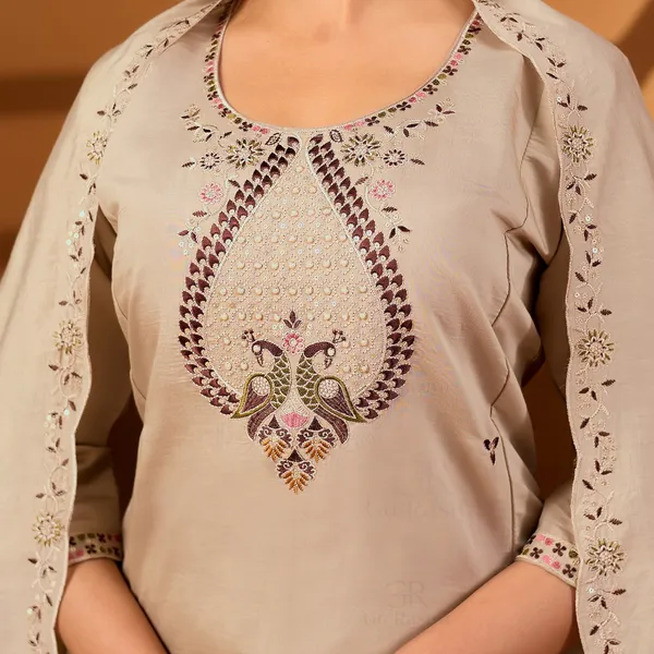 Beige_Roman_Silk_Kurta_Set_With_Dupatta_For_Women