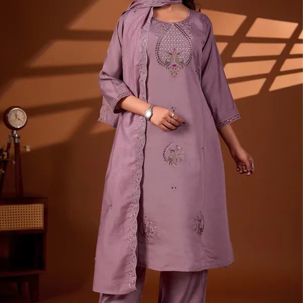Mauve_Roman_Silk_Straight_Kurta_Set_For_Women