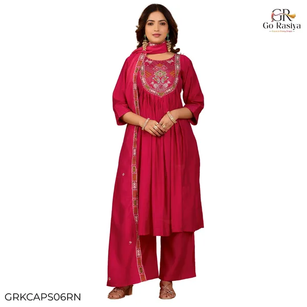 Magenta_Roman_Silk_Kurta_Palazzo_Set_For_Women