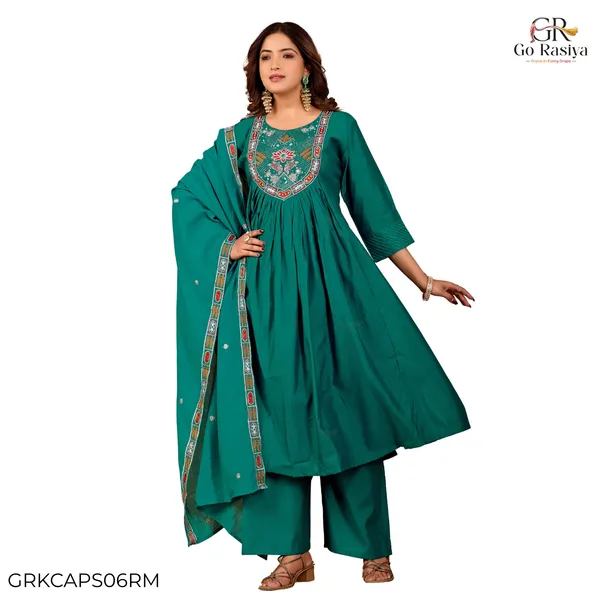 Teal_Roman_Silk_Anarkali_Suit_Set_For_Women