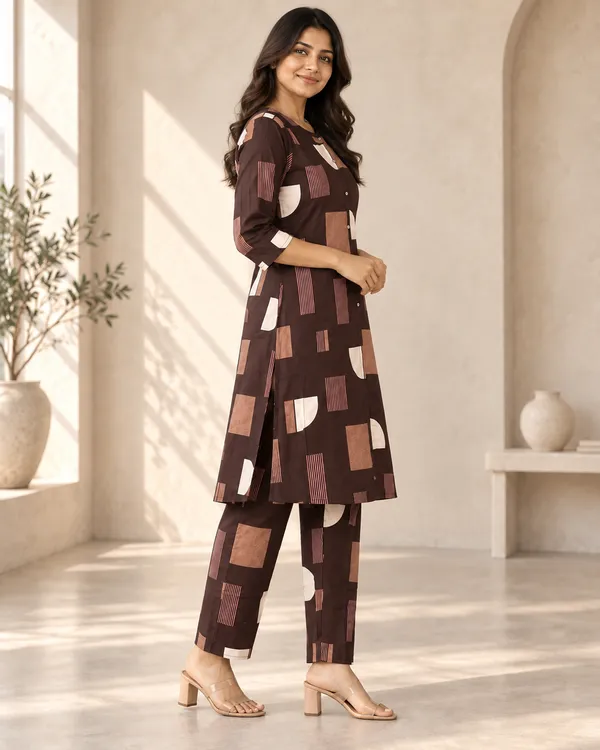 Brown_Heavy_Rayon_Straight_Kurta_Set_For_Women