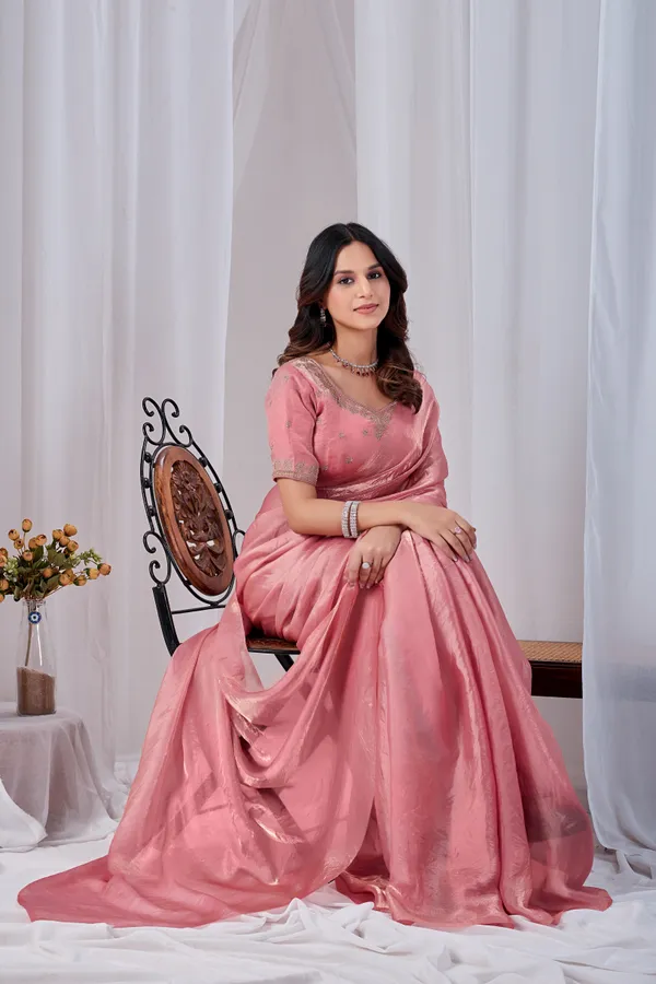 Pink_Fancy_Satin_Saree_With_Blouse_For_Women