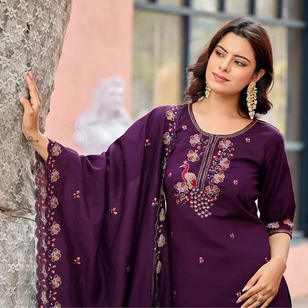 Purple_Roman_Silk_Ethnic_Kurta_Set_For_Women