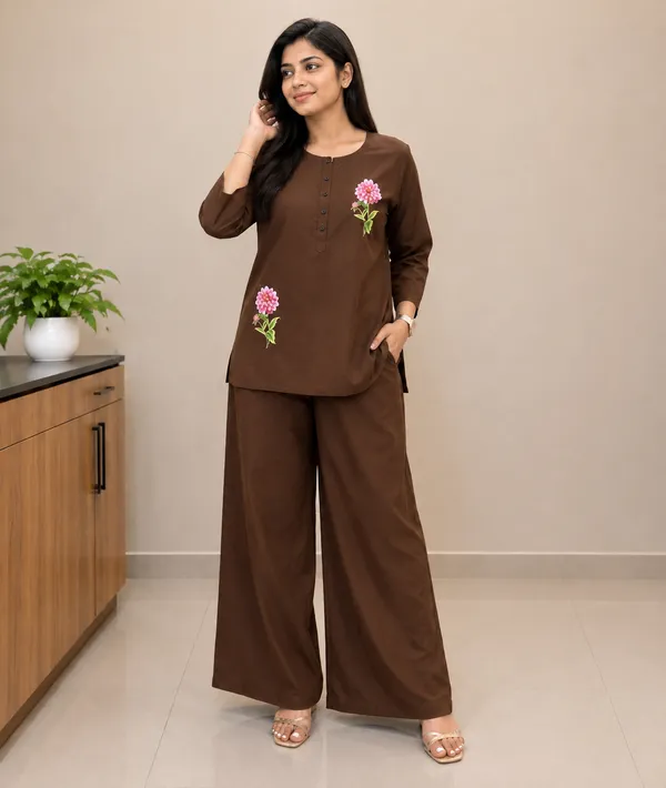 Brown_Sui_Dhaga_Slub_Relaxed_Fit_Co-Ord_Set_For_Women