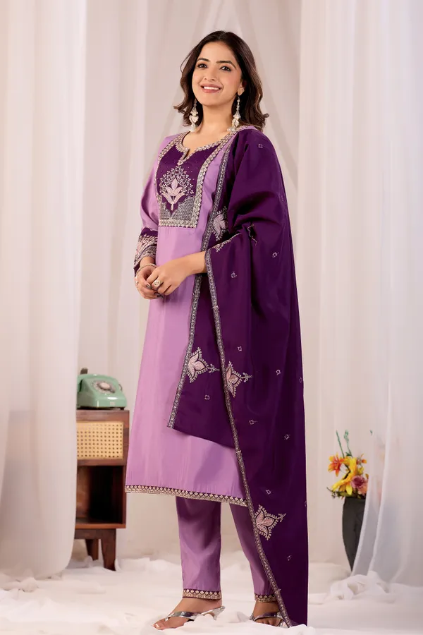 Purple_Roman_Silk_Straight_Kurta_Set_For_Women