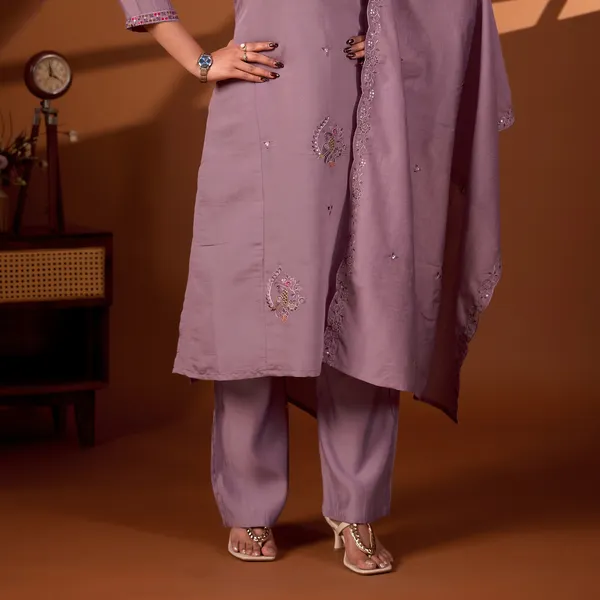 Mauve_Roman_Silk_Straight_Kurta_Set_For_Women