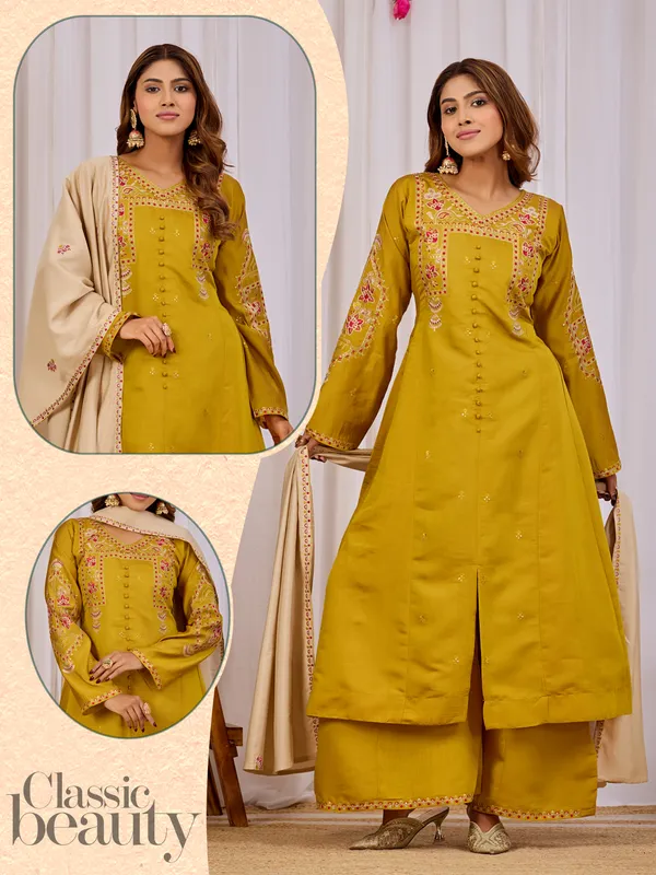 Mustard_Two_Tone_Roman_Silk_Straight_Kurta_Set_For_Women
