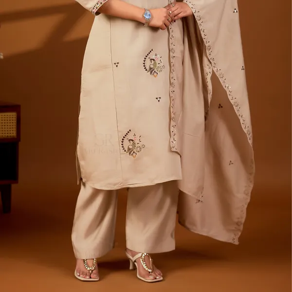 Beige_Roman_Silk_Kurta_Set_With_Dupatta_For_Women